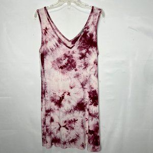 TBH Woman’s Dress sz Lg Pink & Cream Tie Dye V-Neck Tank A-Line